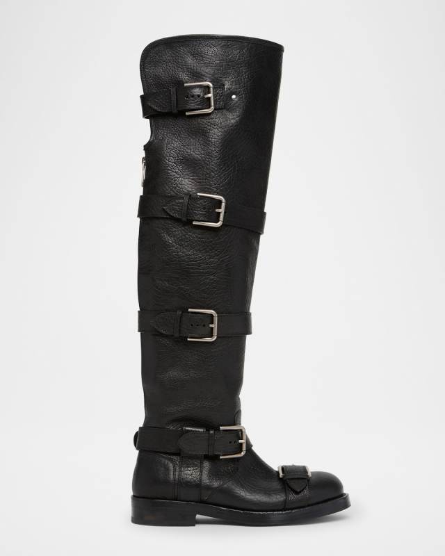 Leather Buckle Boots